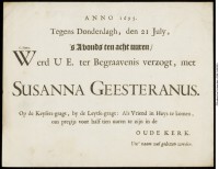 Begrafenisbericht Susanna Geesteranus (1695)